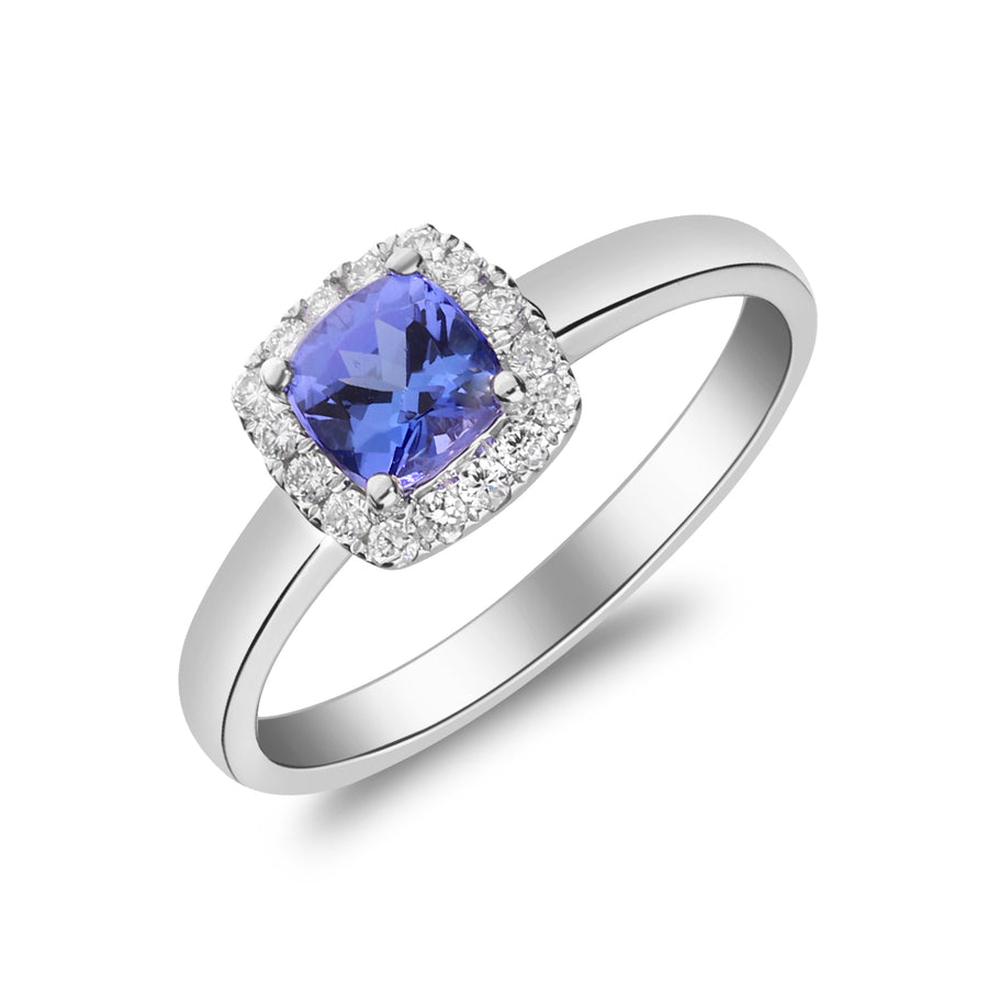 Amari 10K White Gold Cushion-Cut Tanzanian Tanzanite Ring