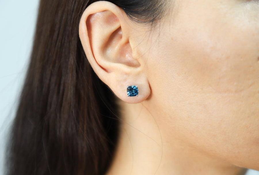 Camille 14K White Gold Cushion-Cut Brazilian London Blue Topaz Earring