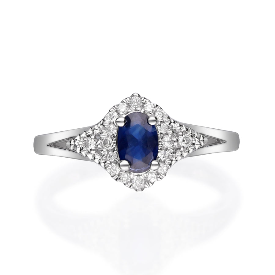 Alivia 10K White Gold Oval-Cut Ceylon Blue Sapphire Ring