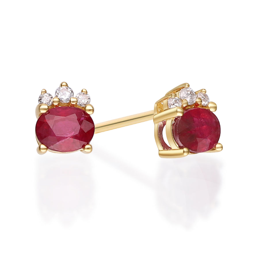 Bailee 10K Yellow Gold Oval-Cut Mozambique Ruby Earring