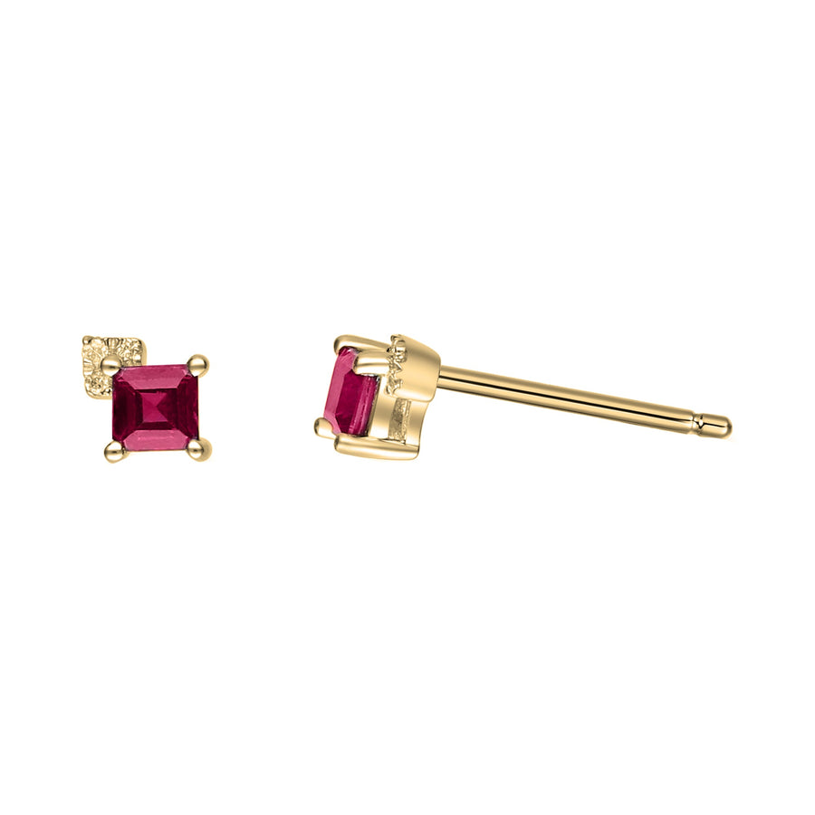 Christina 10K Yellow Gold Square-Cut Mozambique Ruby Earring