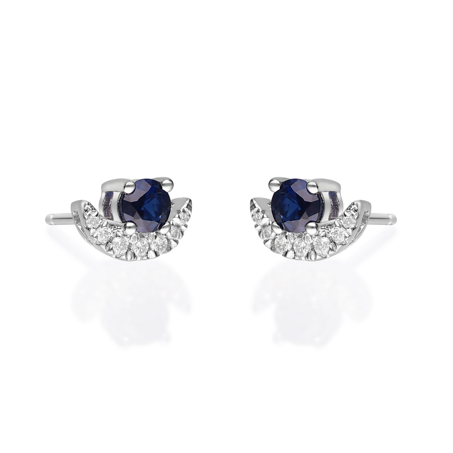 Aubree 10K White Gold Round-Cut Ceylon Blue Sapphire Earring