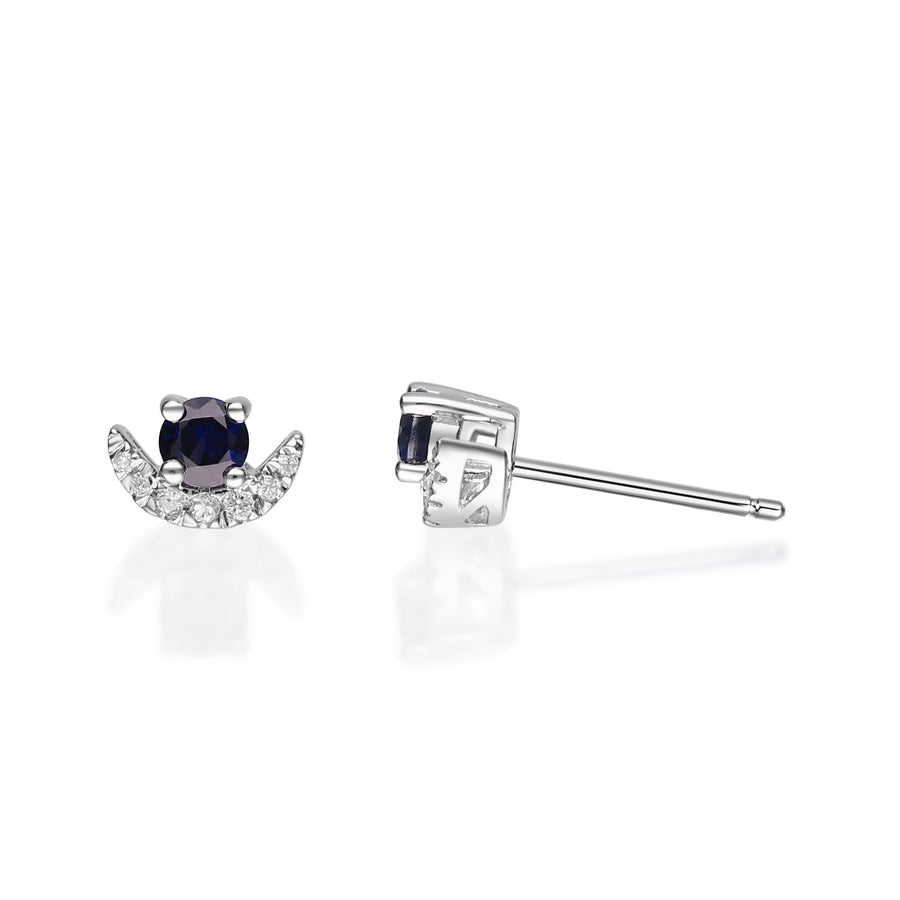 Aubree 10K White Gold Round-Cut Ceylon Blue Sapphire Earring