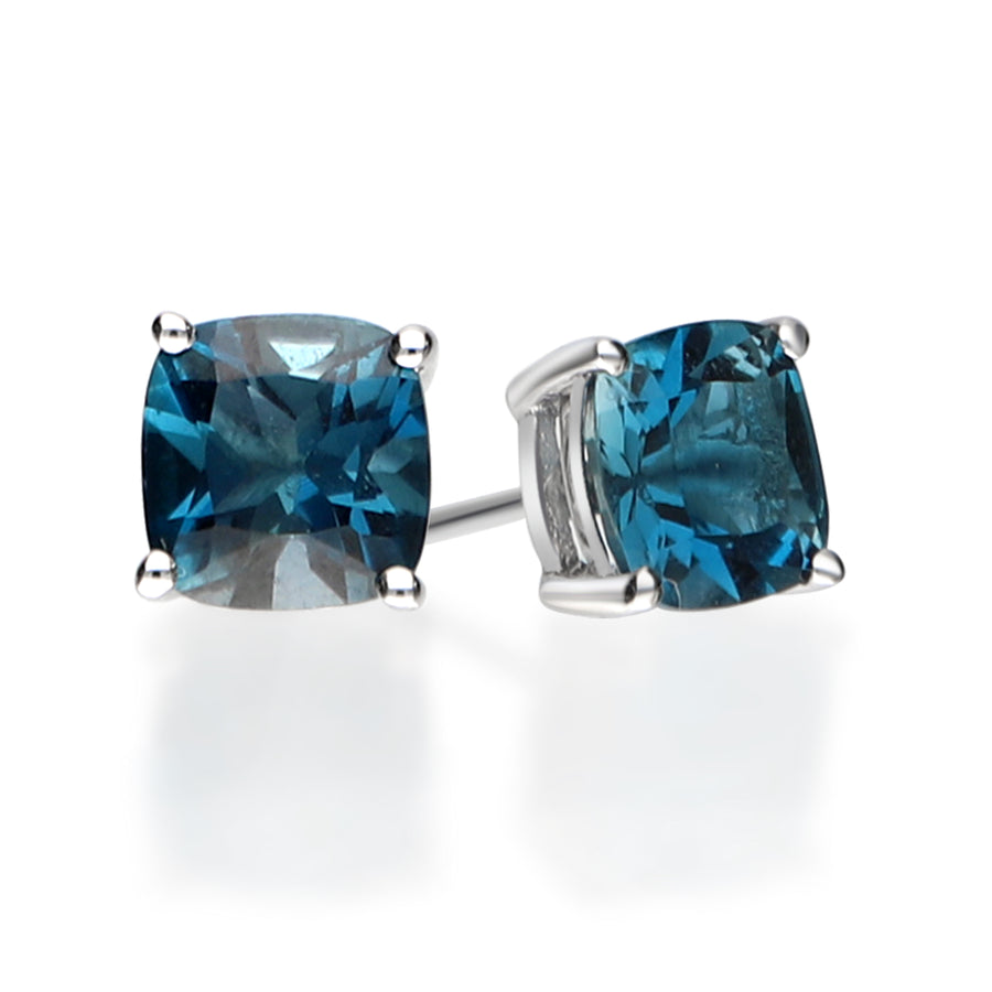 Camille 14K White Gold Cushion-Cut Brazilian London Blue Topaz Earring