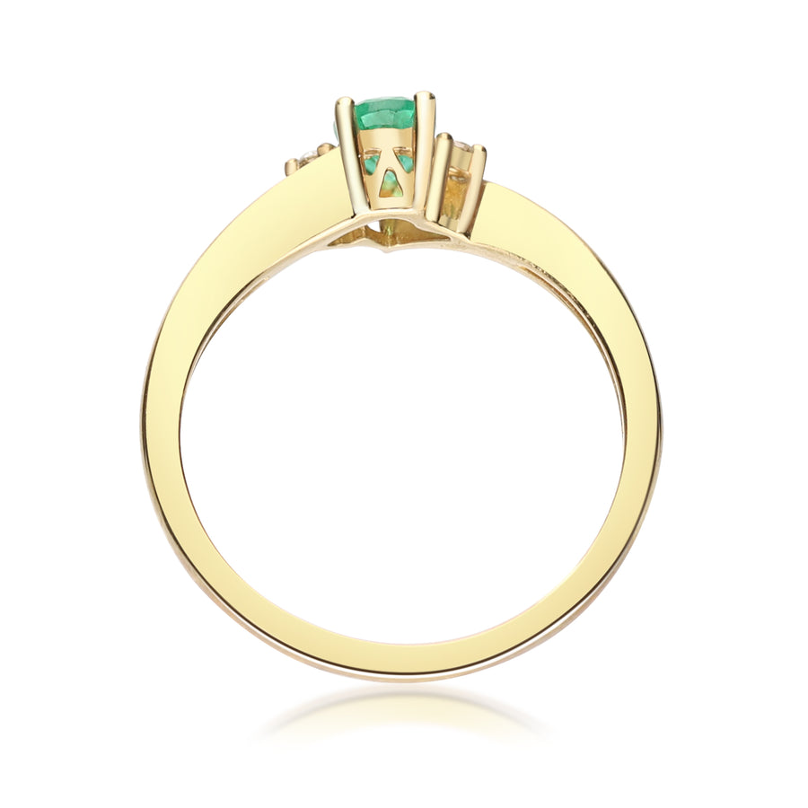 Paulina: 10K Yellow Gold Ring with Pear-Cut Natural Zambian Emerald