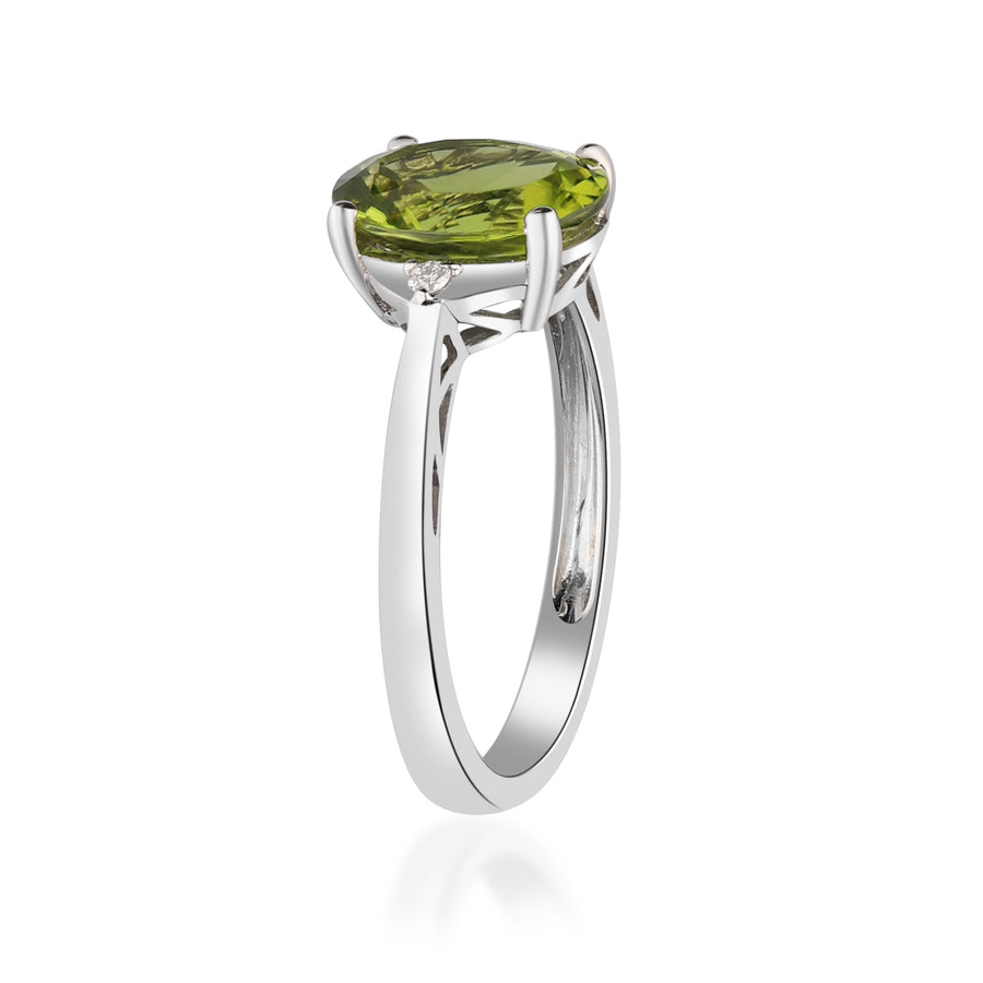 Mara 10K White Gold Oval-Cut Manchurian Peridot Ring