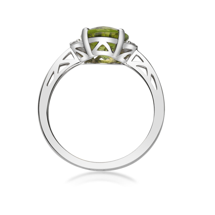 Mara 10K White Gold Oval-Cut Manchurian Peridot Ring