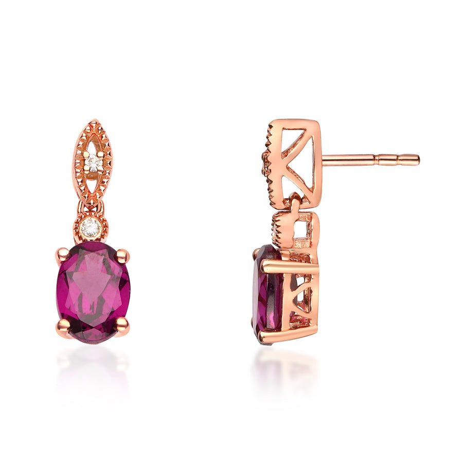 Miriam 10K Rose Gold Oval-Cut Madagascar Rhodolite Earring