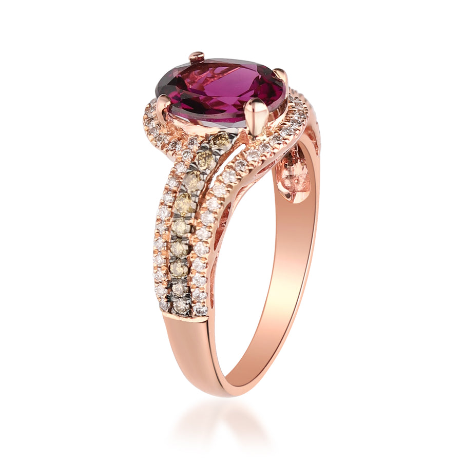 Lara 10K Rose Gold Oval-Cut Madagascar Rodholite Ring