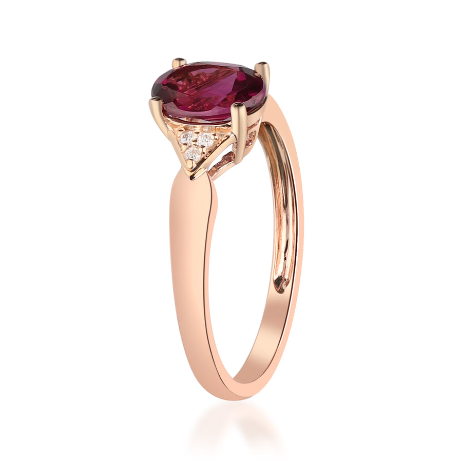 Lilly 10K Rose Gold Oval-Cut Madagascar Rhodolite Ring