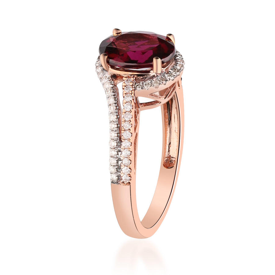 Lilliana 10K Rose Gold Oval-Cut Madagascar Rhodolite Ring