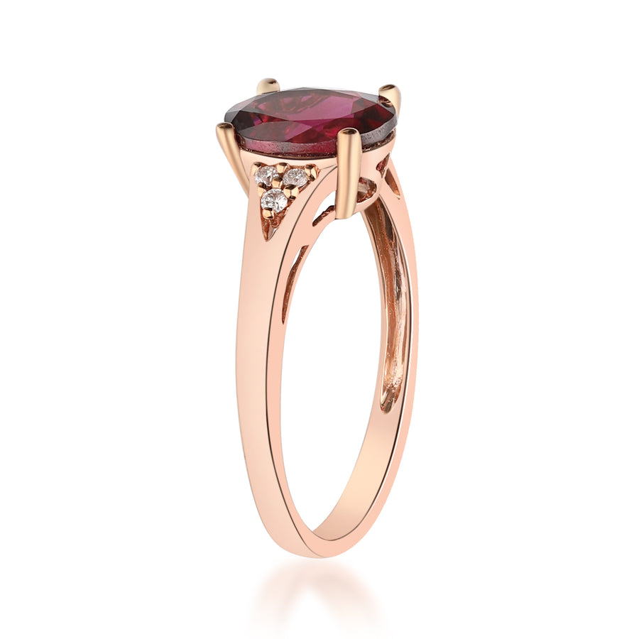 Laney 10K Rose Gold Oval-Cut Madagascar Rhodolite Ring