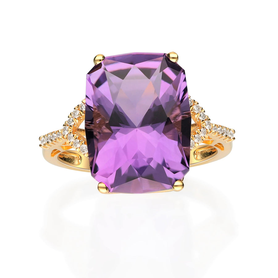 Kylie 14K Yellow Gold Cushion-cut Brazilian Amethyst Ring