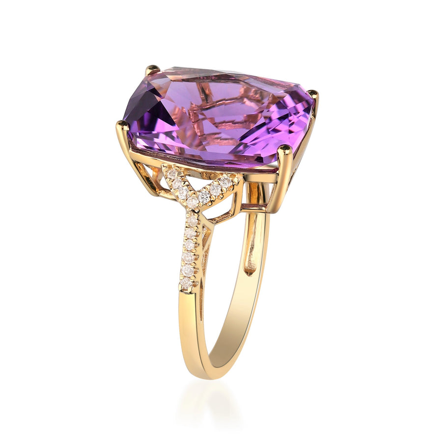 Kylie 14K Yellow Gold Cushion-cut Brazilian Amethyst Ring