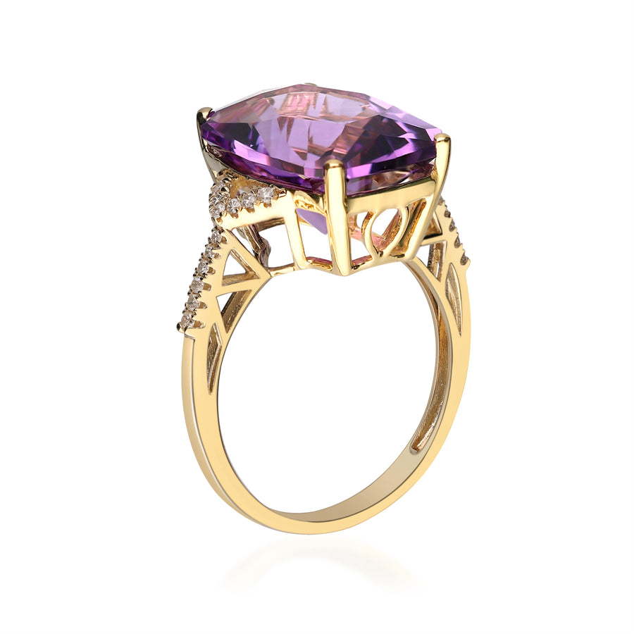 Kylie 14K Yellow Gold Cushion-cut Brazilian Amethyst Ring