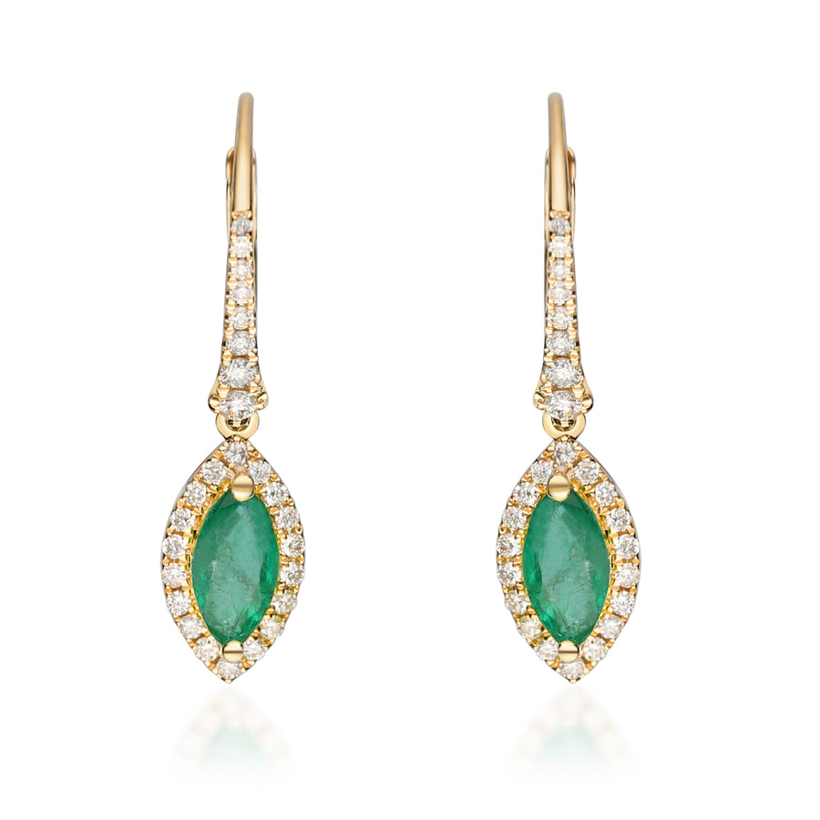 Riley 14K Yellow Gold Marquise-Cut Zambian Emerald Earrings