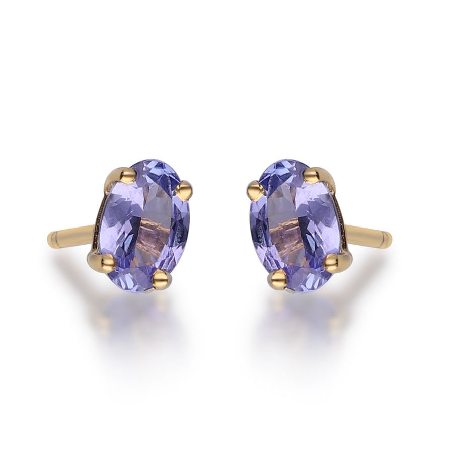 Ashlynn 14K Yellow Gold Oval-Cut Tanzanian Tanzanite Earring