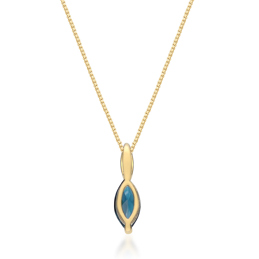 Bria 14K Yellow Gold Marquise-Cut Brazilian London Blue Topaz Pendant