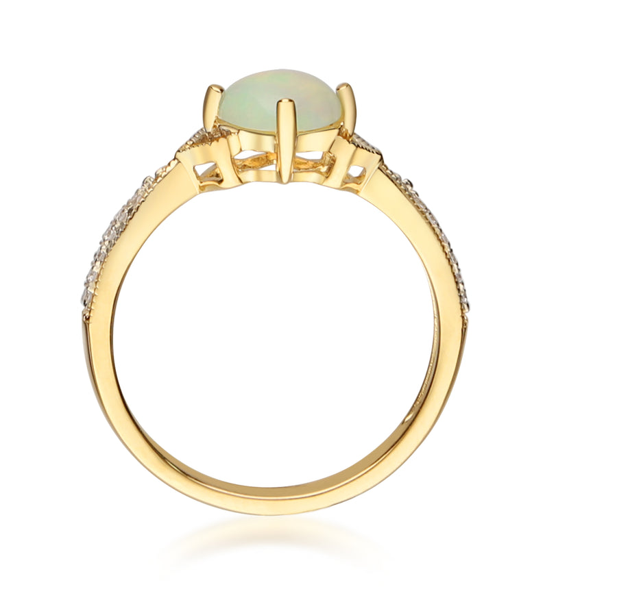 Sara 14K Yellow Gold Cushion-Cut Natural African Opal Ring