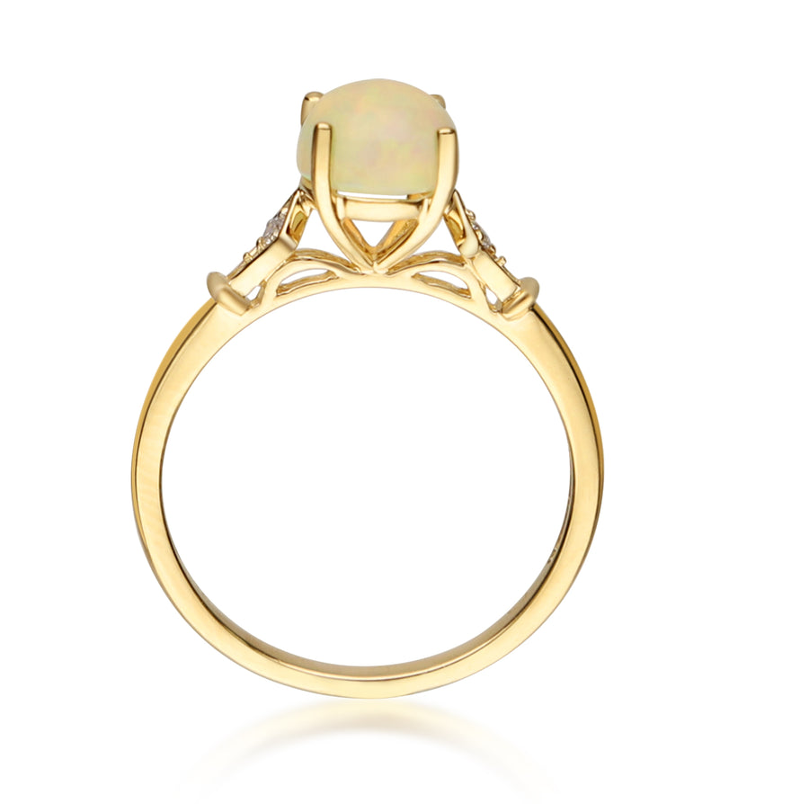 Raquel 14K Yellow Gold Round-Cut Natural African Opal Ring