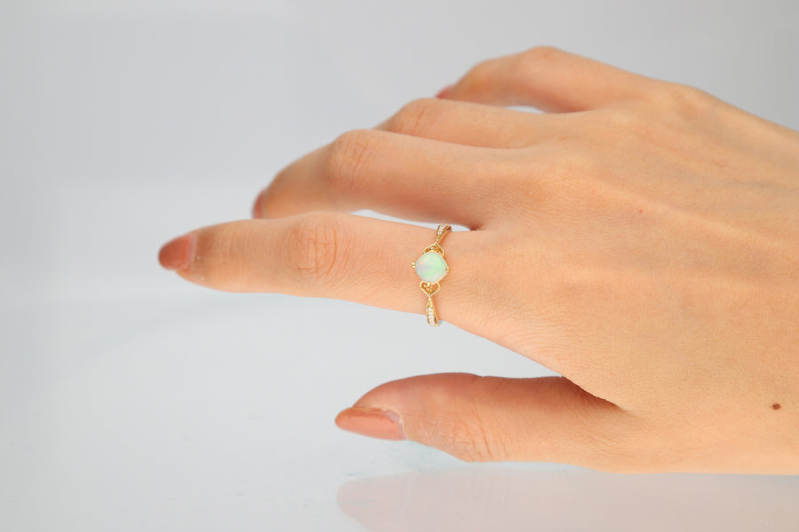 Sara 14K Yellow Gold Cushion-Cut Natural African Opal Ring