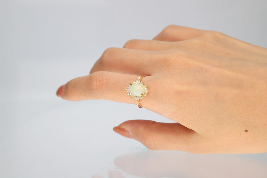 Ruth 14K Yellow Gold Cushion-Cut Natural African Opal Ring