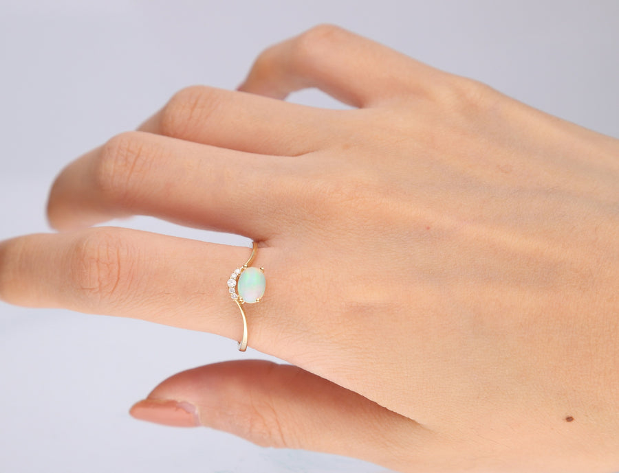 Amirah 14K Yellow Gold Oval-Cut Natural African Opal Ring