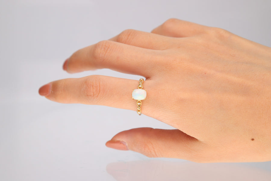 Sabrina 14K Yellow Gold Cushion-Cut Natural African Opal Ring