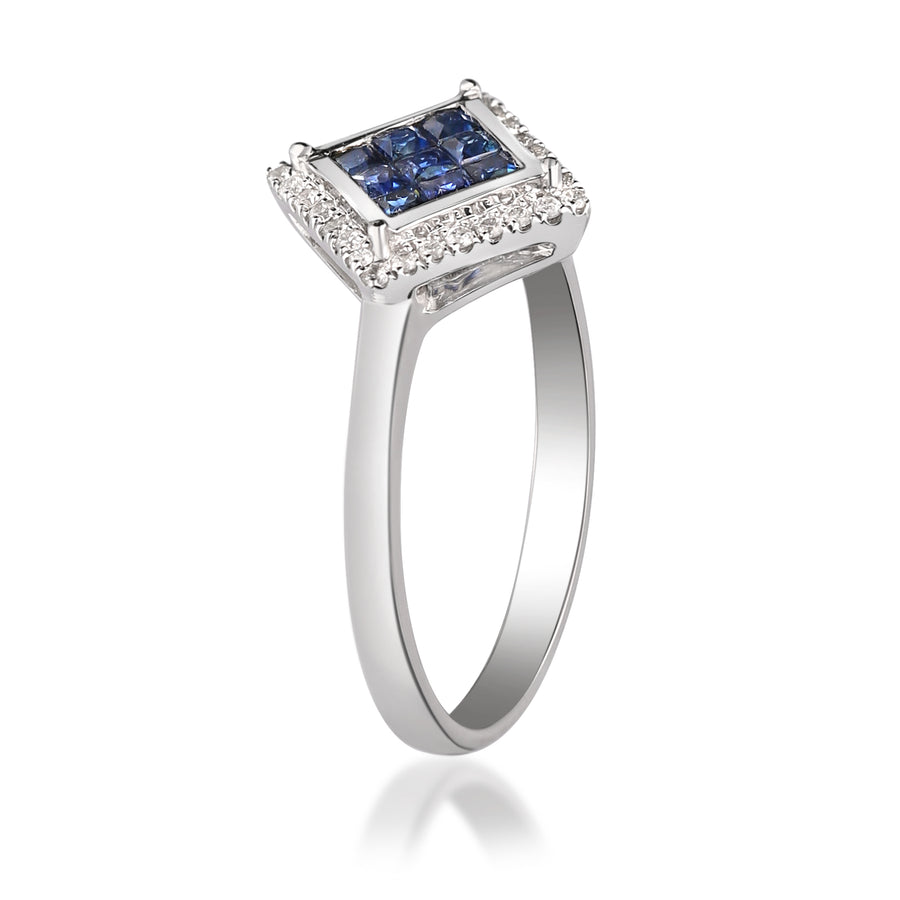 Melissa 10K White Gold Princess-Cut Ceylon Blue Sapphire Ring