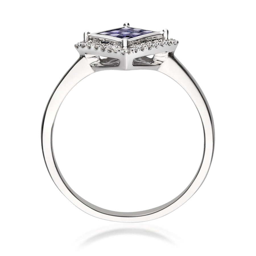 Melissa 10K White Gold Princess-Cut Ceylon Blue Sapphire Ring