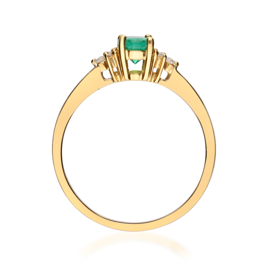 Radiant Elegance: Aliana 10K Yellow Gold Ring with Oval-Cut Natural Zambian Emerald