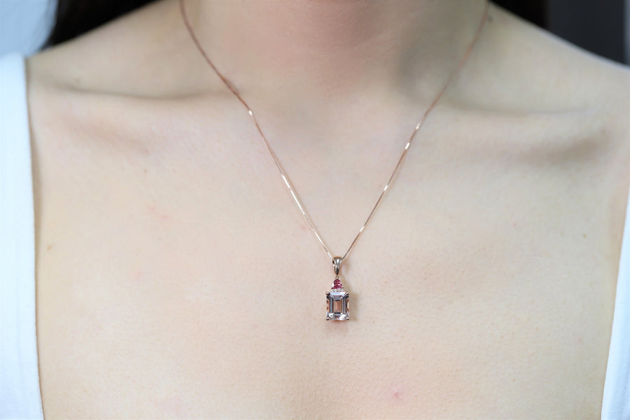 Patricia 14K Rose Gold Emerald-Cut Madagascar Morganite Pendant