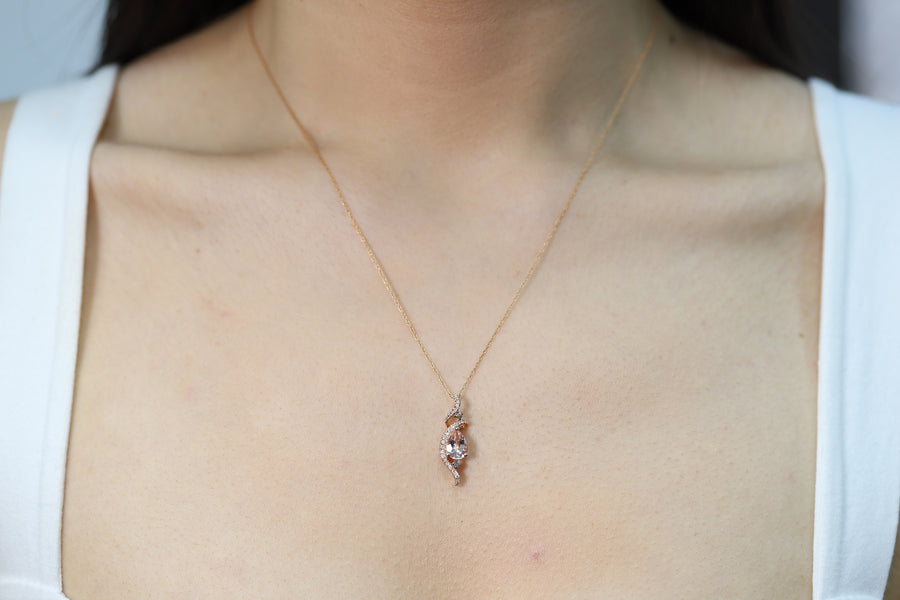 Martha 10K Rose Gold Pear-Cut Madagascar Morganite Pendant