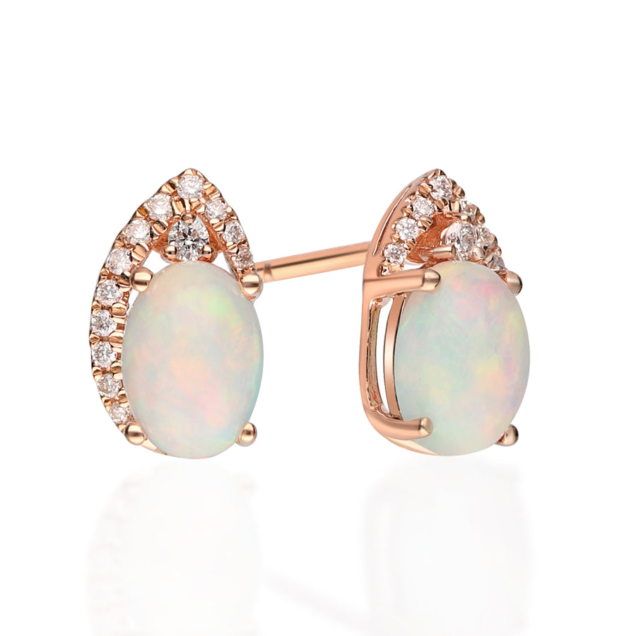 Sky 14K Rose Gold Oval-Shape Natural African Opal Earrings