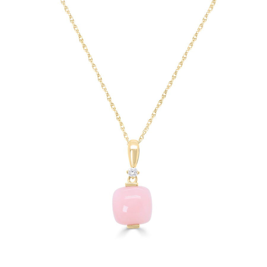 Alanna 10K Yellow Gold Cushion-Cut Peruvian Pink Opal Pendant