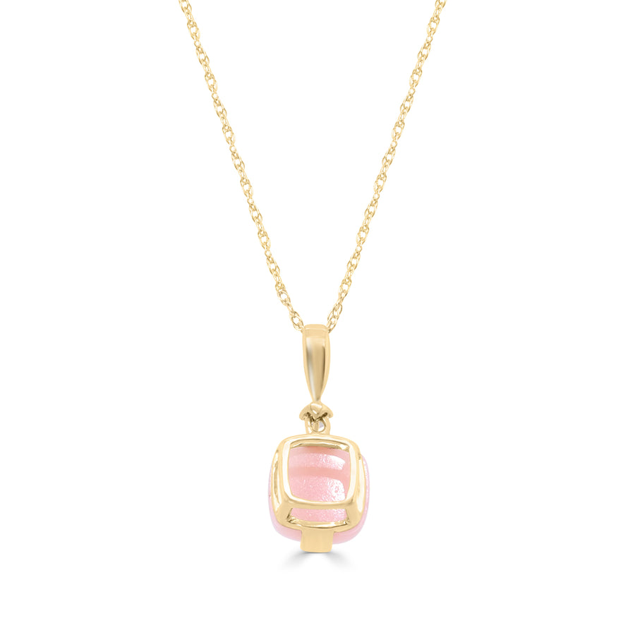 Alanna 10K Yellow Gold Cushion-Cut Peruvian Pink Opal Pendant