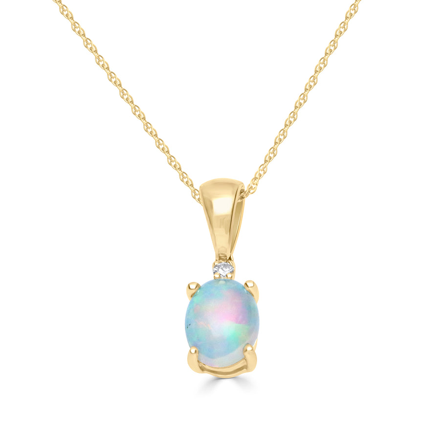 Adalynn 10K Yellow Gold Oval-Cut Natural African Opal Pendant