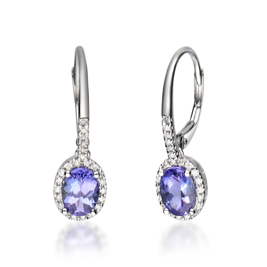 Summer 14K White Gold Oval-Cut Tanzanian Tanzanite Earring