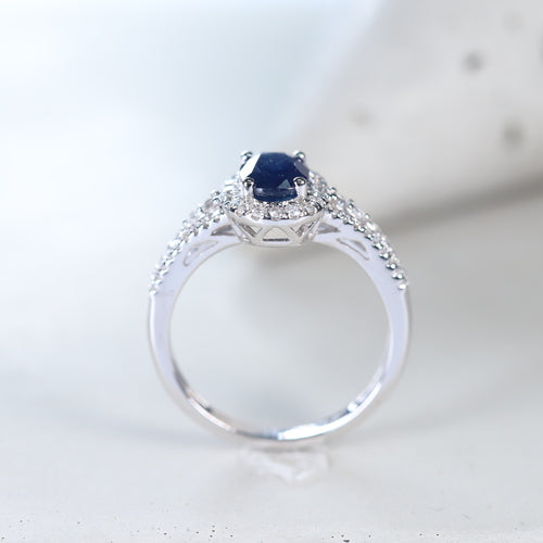 Amiya 14K White Gold Oval-Cut Ceylon Blue Sapphire Ring