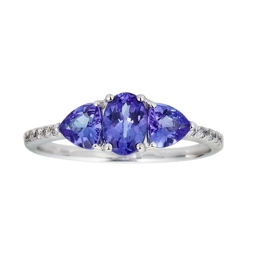 Alisson 10K White Gold Oval-Cut Tanzanian Tanzanite Ring