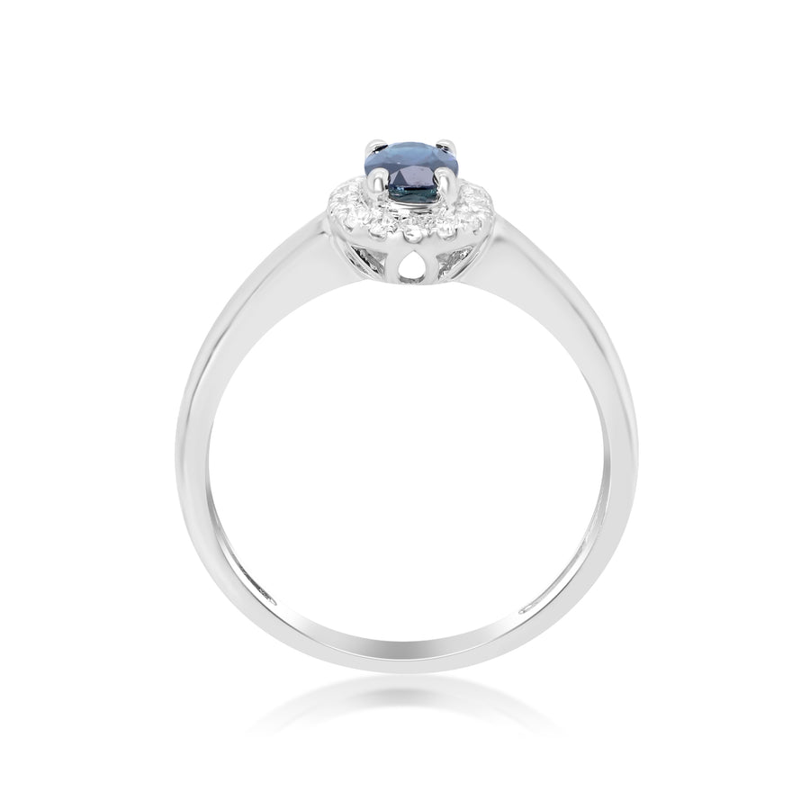 Alivia 10K White Gold Oval-Cut Ceylon Blue Sapphire Ring