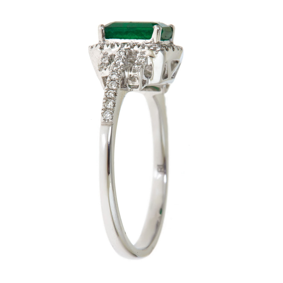 Elliana 14K White Gold Emerald-Cut Natural Zambian Emerald Ring