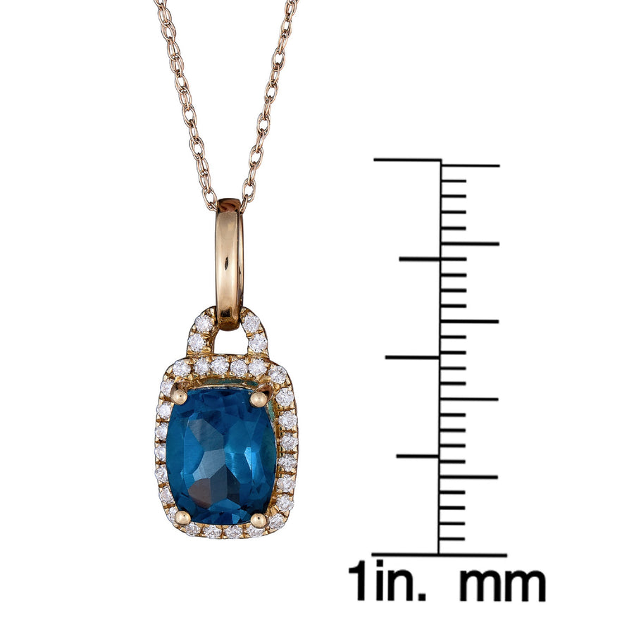 Winter 10K Yellow Gold Cushion-Cut Brazilian London Blue Topaz Pendant