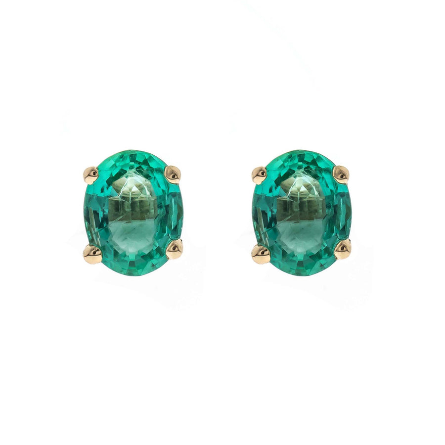 Alivia 14K Yellow Gold Oval-Cut Natural Zambian Emerald Earring