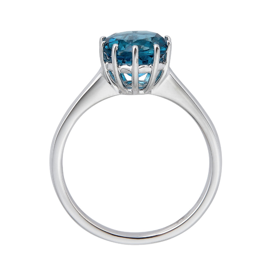 Aliyah 10K White Gold Round-Cut Brazilian London Blue Topaz Ring