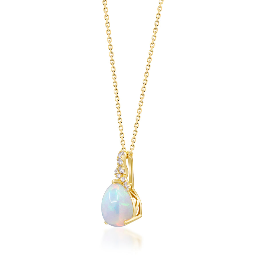 Nylah 10K Yellow Gold Oval-Cab Natural African Opal Pendant