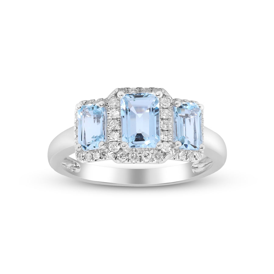 Alohi 14K White Gold Emerald-Cut Brazilian Aquamarine Ring