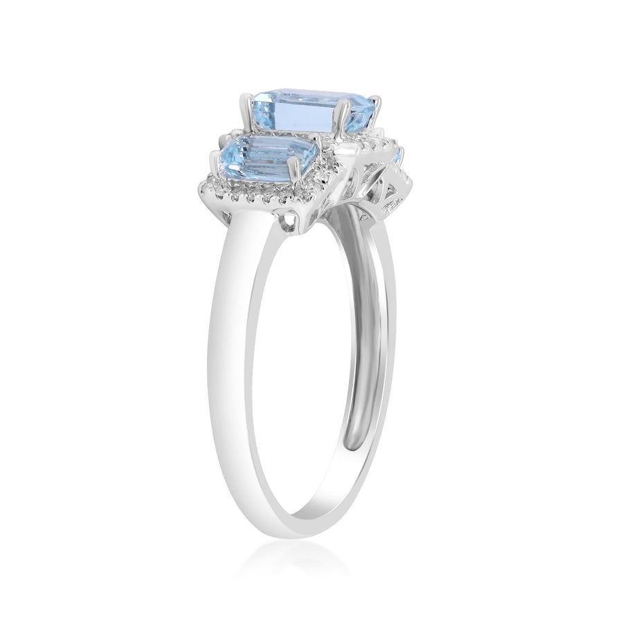 Alohi 14K White Gold Emerald-Cut Brazilian Aquamarine Ring