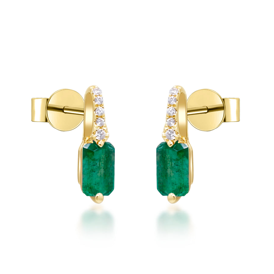 Elsie 10K Yellow Gold Emerald-Cut Natural Zambian Emerald Earrings