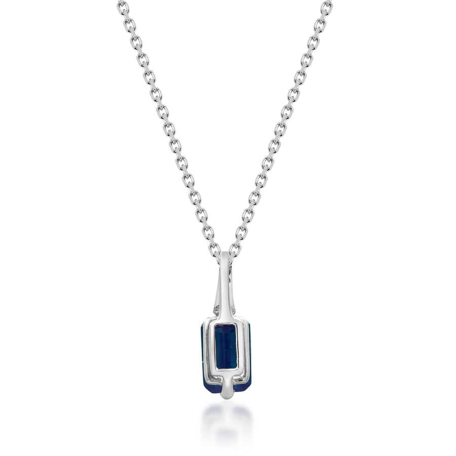 Nova 10K White Gold Emerald-Cut Ceylon Blue Sapphire Pendant